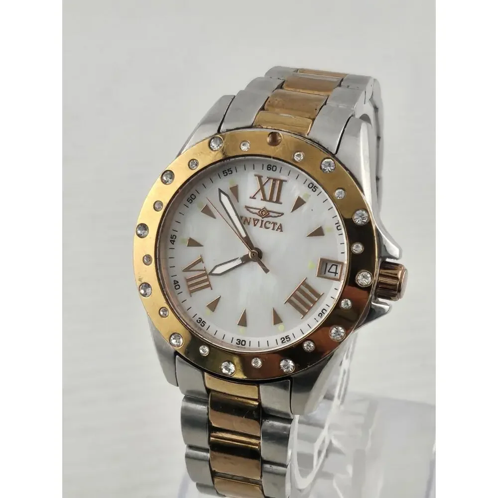 Ladies Invicta Angel 12666 Swiss Parts Date Rose Gold Quartz New Battery Runs